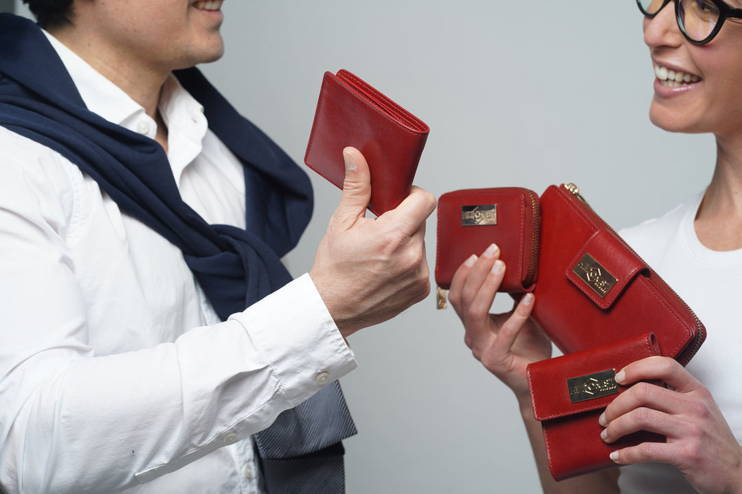 Leather wallets in different colors styled for everyday fashion