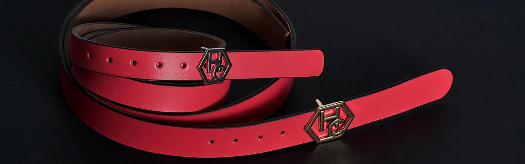 Red leather belts and accessories in bold full grain leather | Hedonist Chicago