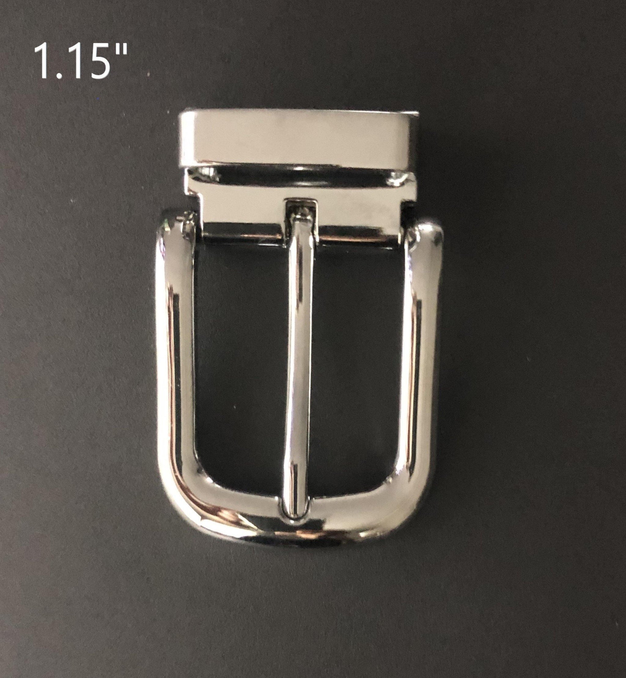 Silver Lacquered Pin & Clip Belt Buckle 1.15"