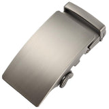 Plate curved steel ratchet belt buckle 1.38 inch polished front view | Hedonist Chicago