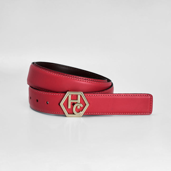 Hedonist Chicago Reversible Pink Red Leather Belt 1.3"