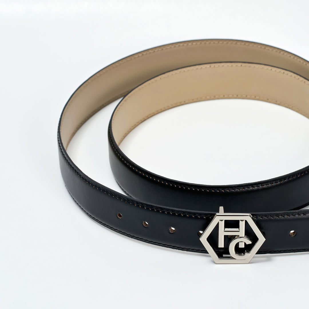 Hedonist Chicago Reversible Black Leather Belt 1"