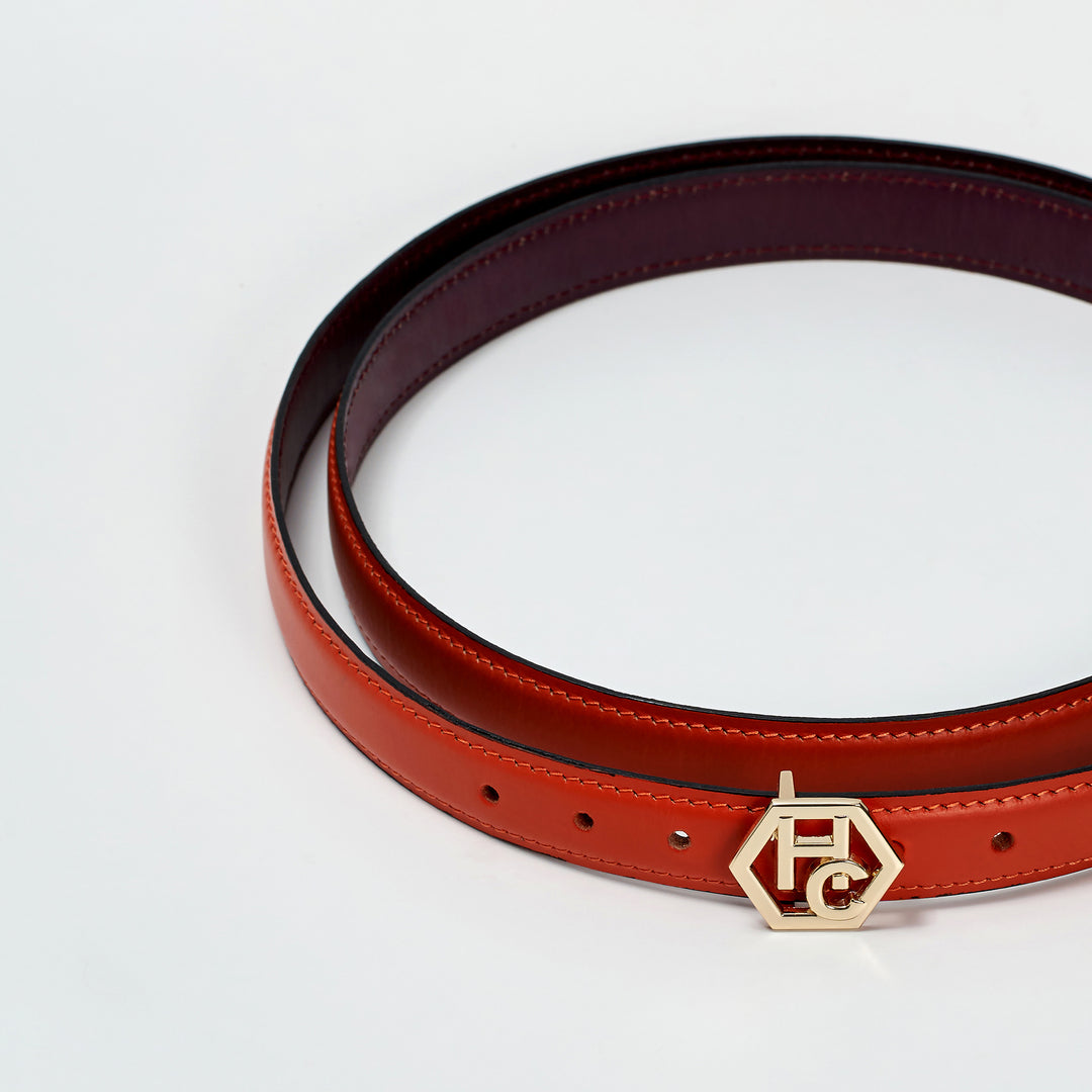 Hedonist Chicago Reversible Pink Red Leather Belt 1"