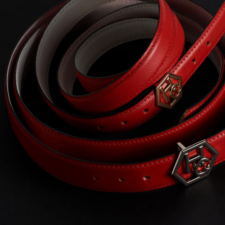 Hedonist Chicago Reversible Red Leather Belt 1.3"