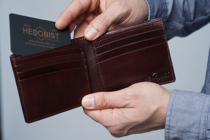 Dark Brown Leather Bifold Wallet for Men