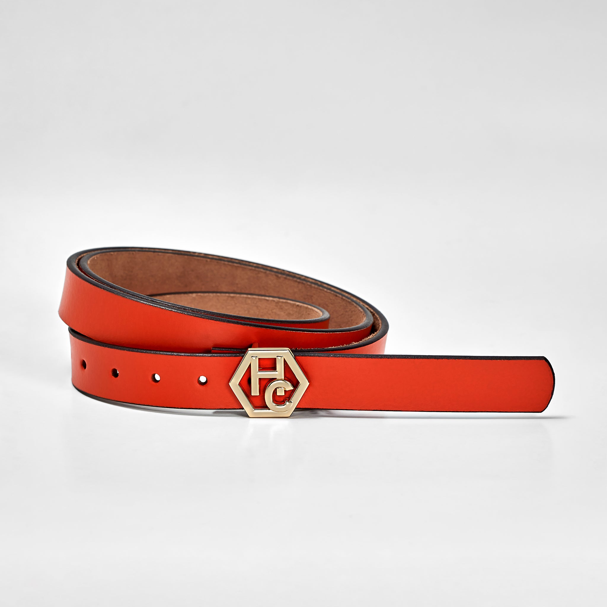 Hedonist Chicago Seamless Orange Red Leather Belt 1" 32381337829527