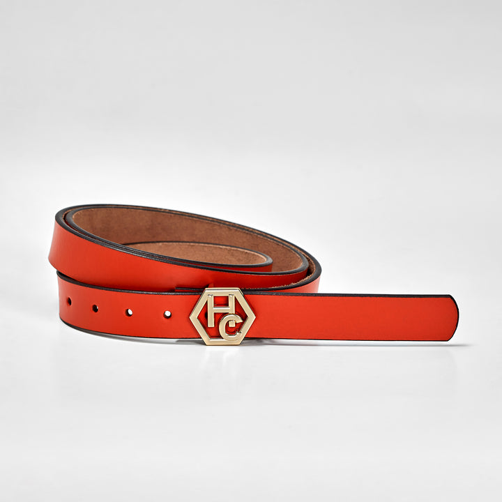 Hedonist Chicago Seamless Orange Red Leather Belt 1"