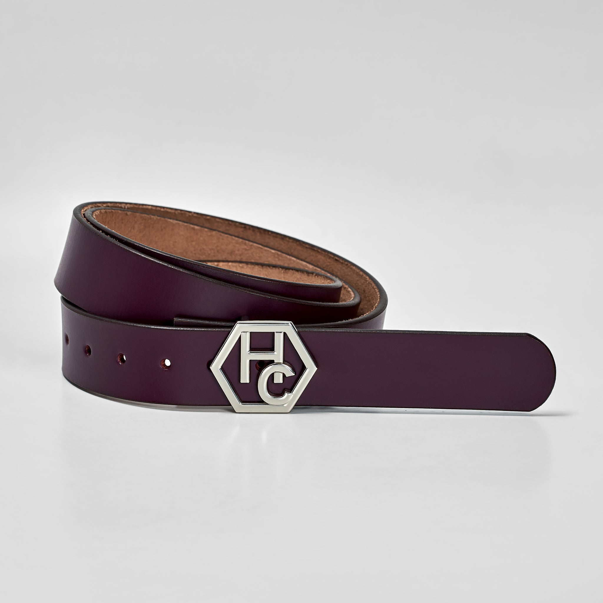 Hedonist Chicago Seamless Dark Purple Leather Belt 1" 32381388390551