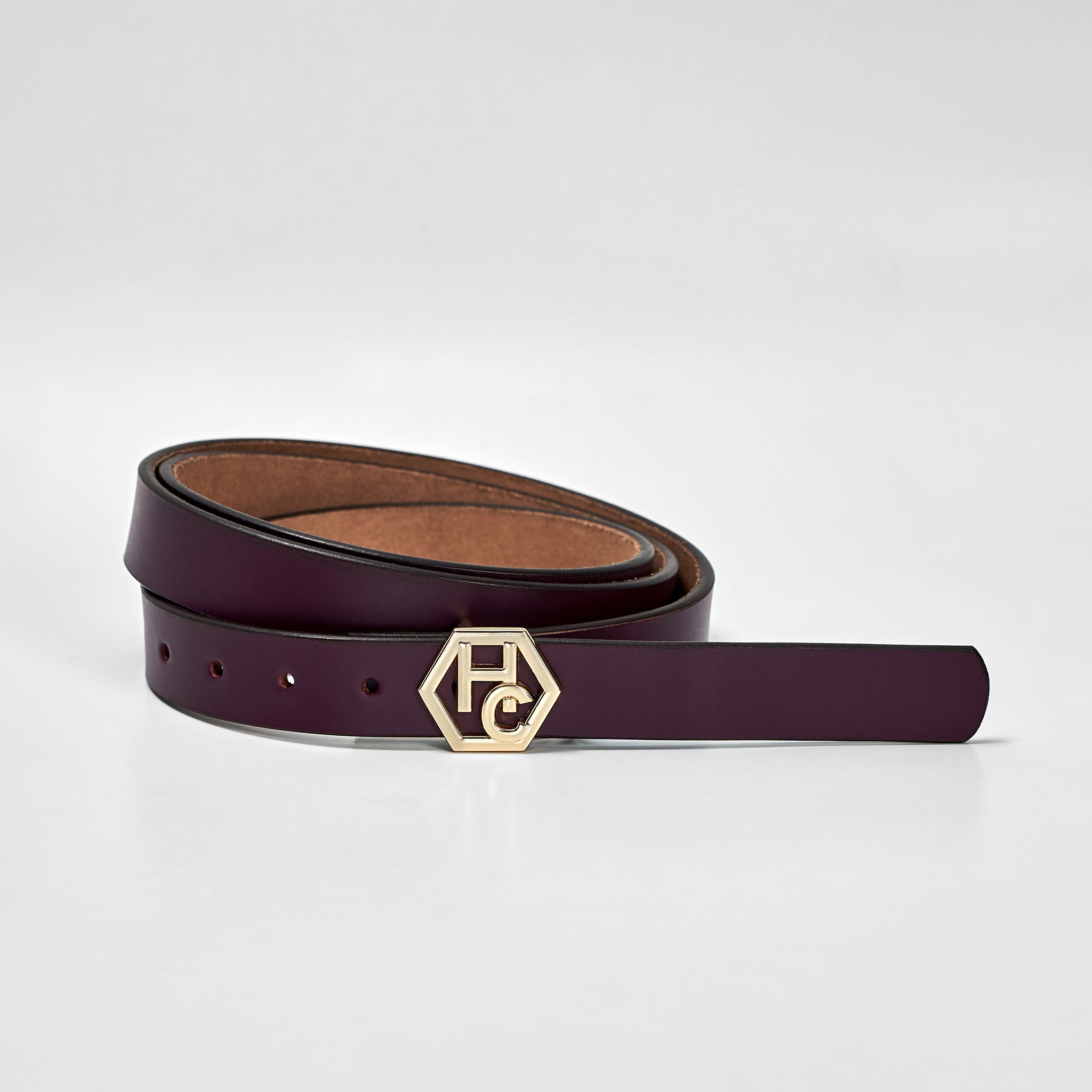 Hedonist Chicago Seamless Dark Purple Leather Belt 1" 32381390913687