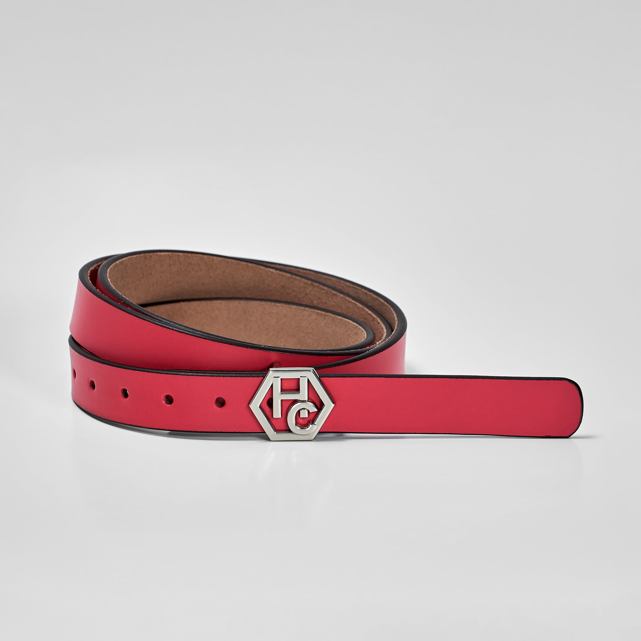 Hedonist Chicago Seamless Pink Red Leather Belt 1" 32381345464471