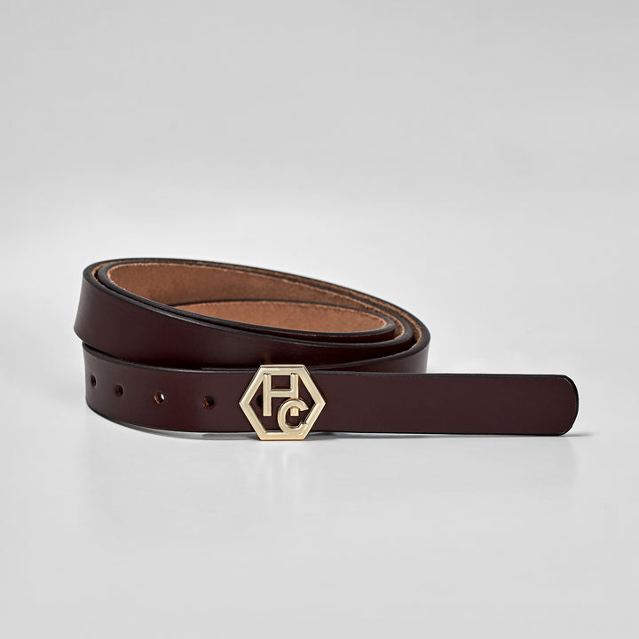 Seamless Brown Leather Belt 1" Women front view| Hedonist Chicago 