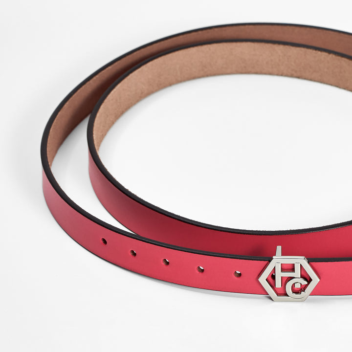 Hedonist Chicago Seamless Pink Red Leather Belt 1"