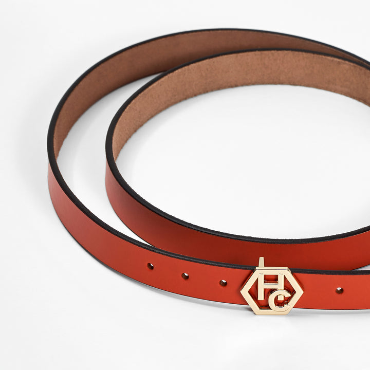 Hedonist Chicago Seamless Orange Red Leather Belt 1"