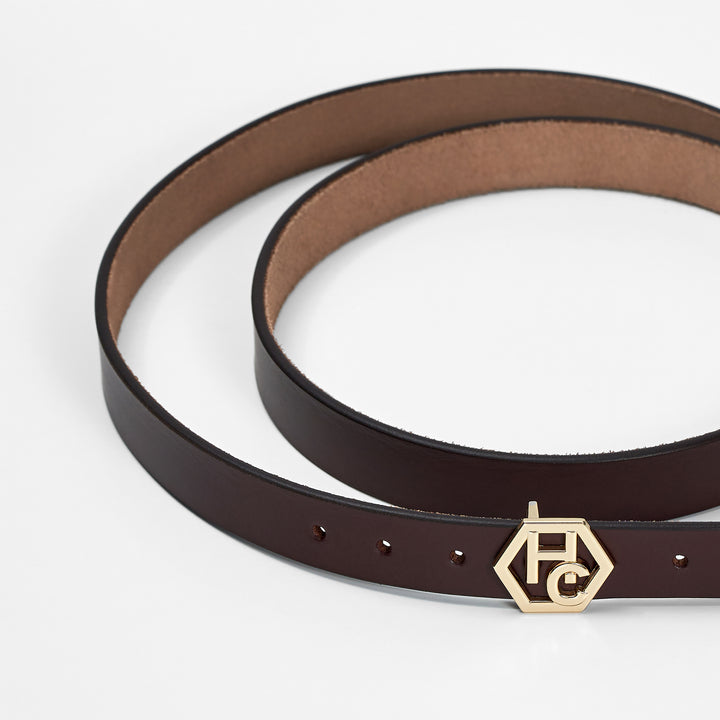 Seamless Brown Leather Belt 1" Women entire view| Hedonist Chicago 