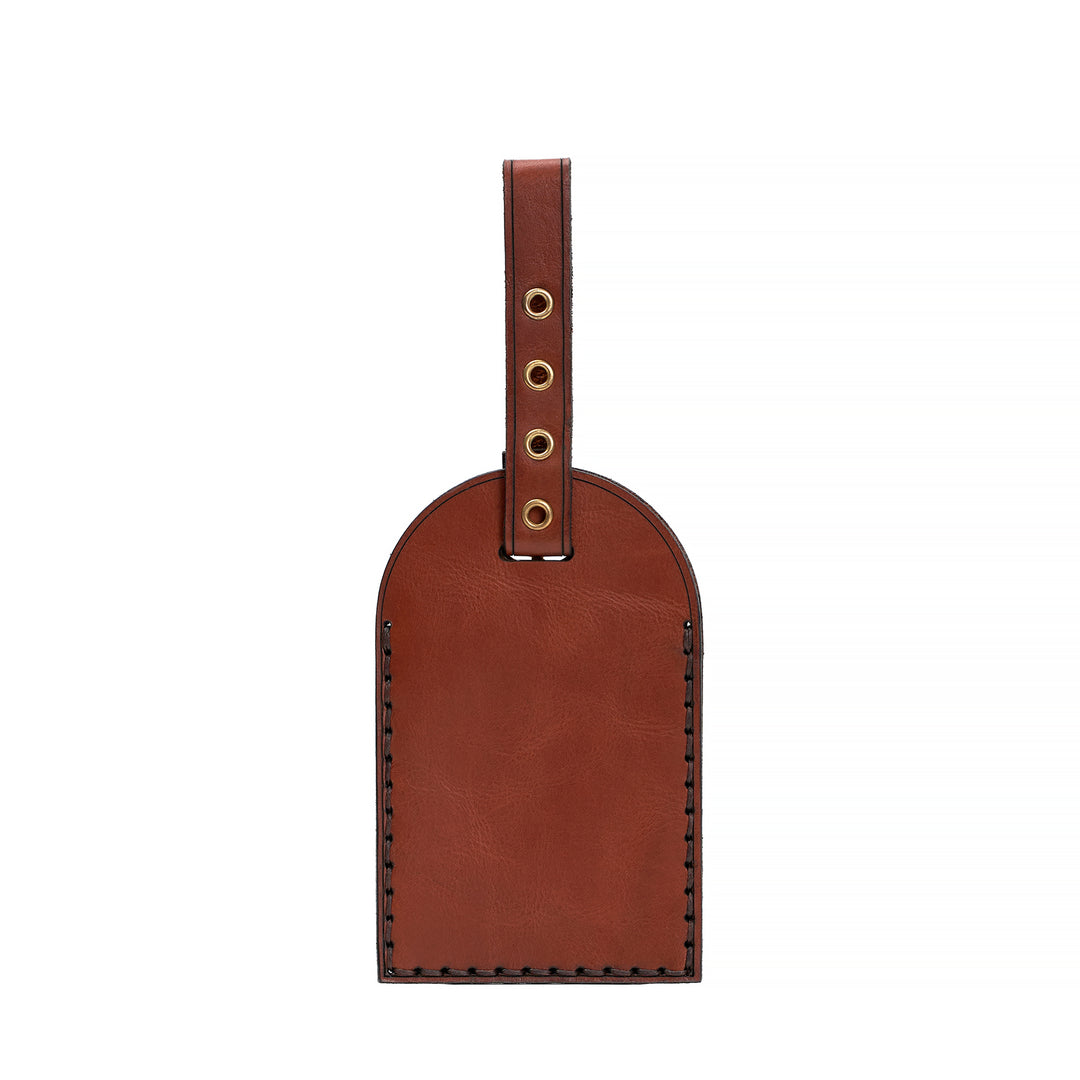 Handmade Leather Luggage Tag Light Mahogany