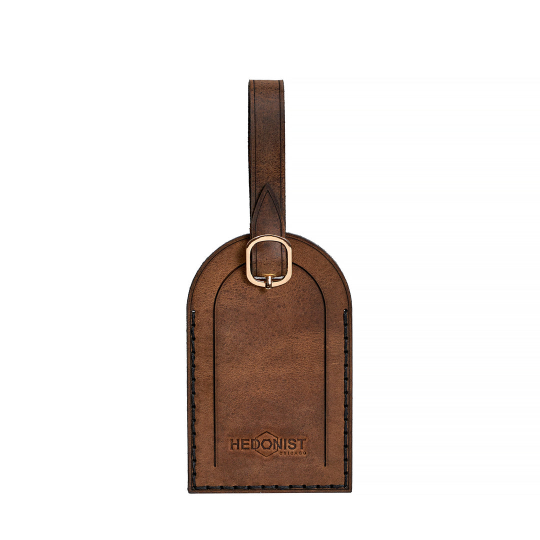 Handmade Leather Luggage Tag Whisky Pull Up