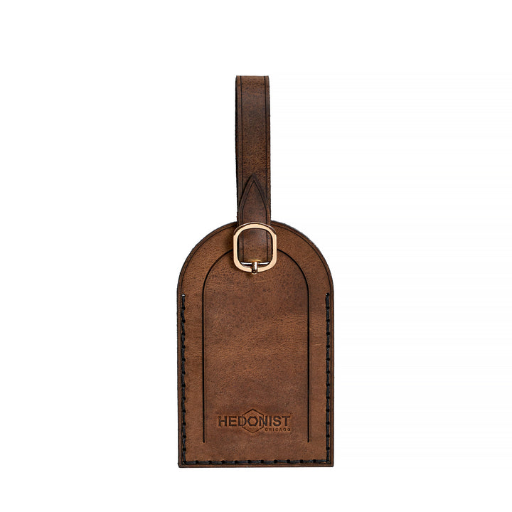 Handmade Leather Luggage Tag Whisky Pull Up