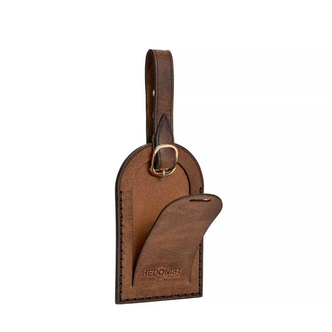 Handmade Leather Luggage Tag Whisky Pull Up