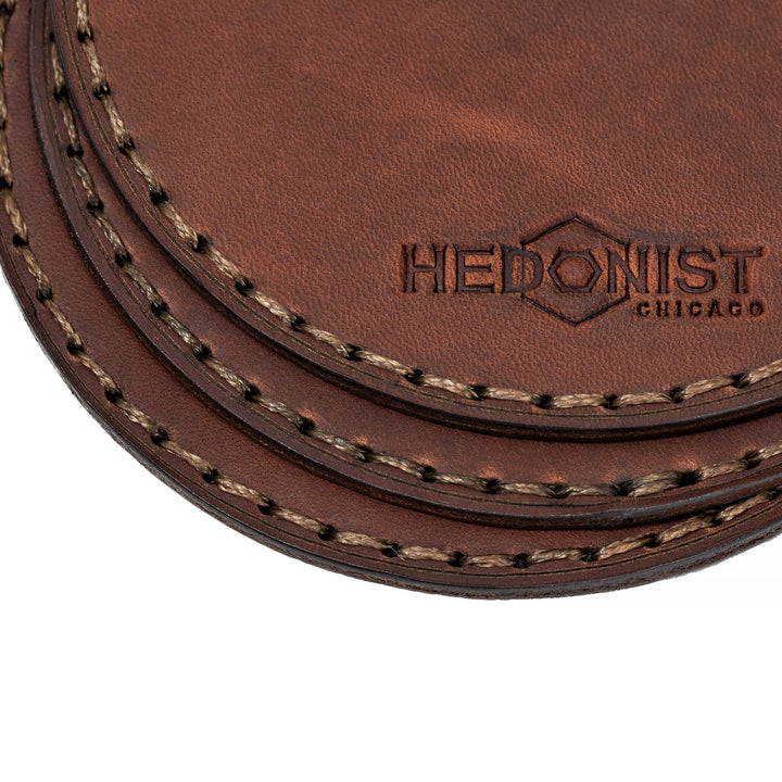 Handmade Leather Coaster Set Whisky Pull Up