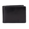 A black leather bi-fold wallet with a debossed Hedonist Chicago logo on the lower right corner, shown against a plain white background.