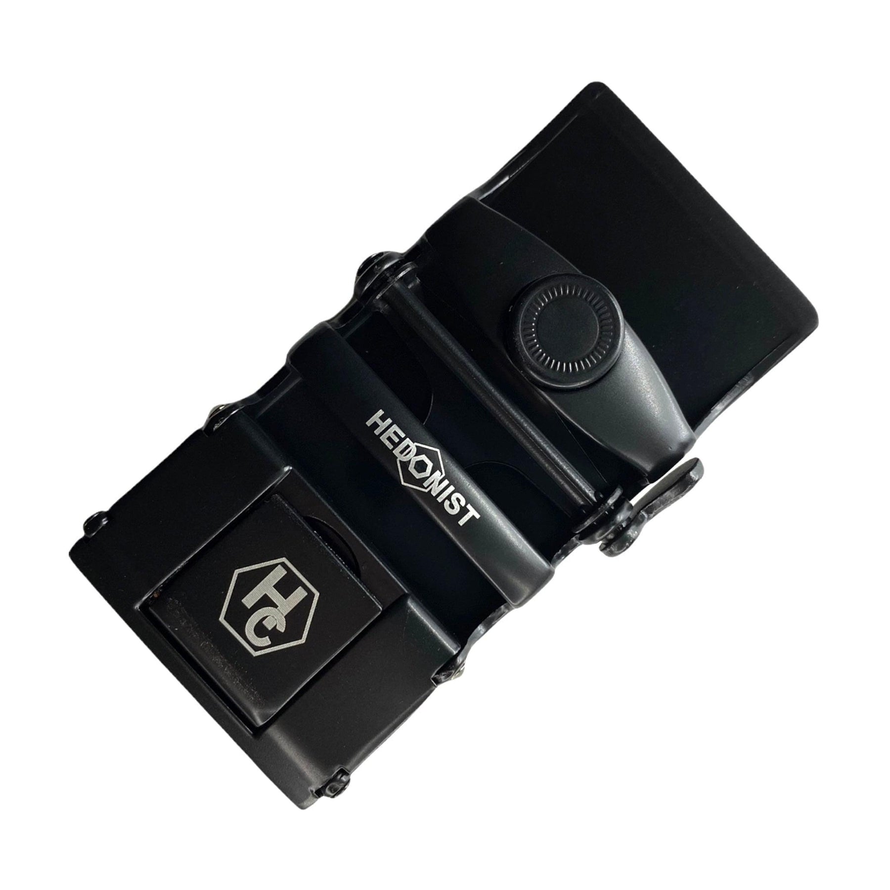 Plate black ratchet buckle 1.38 inch back locking mechanism | Hedonist Chicago