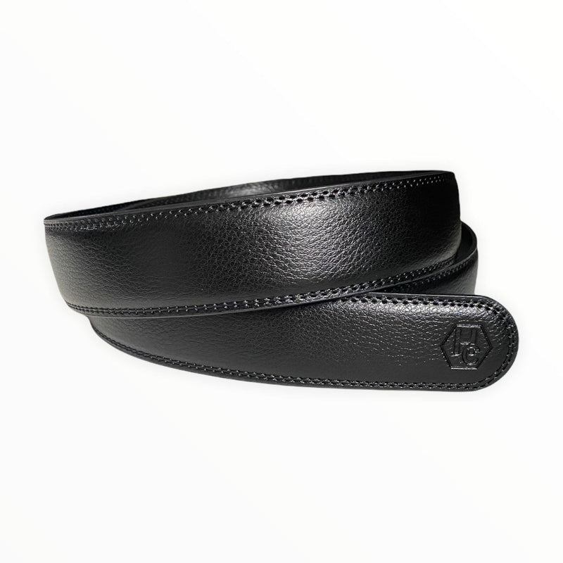 1.15" Genuine Leather Black Strap