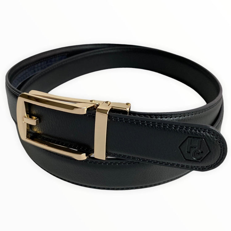 Сustom beltBlack Leather Belt Automatic Gold Buckle 3 | Hedonist-Style | Chicago