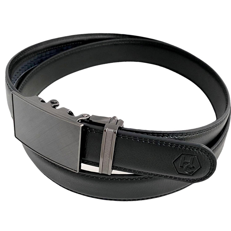 Сustom beltBlack Leather Belt Saffiano Varnished Automatic Buckle 4 | Hedonist-Style | Chicago