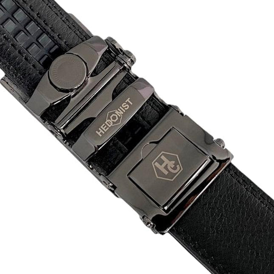 Сustom belt Black Leather Belt Saffiano Varnished Automatic Buckle 3 | Hedonist-Style | Chicago
