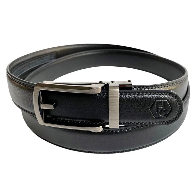 Сustom beltWet Asphalt Black Leather Belt Automatic Buckle 4 | Hedonist-Style | Chicago