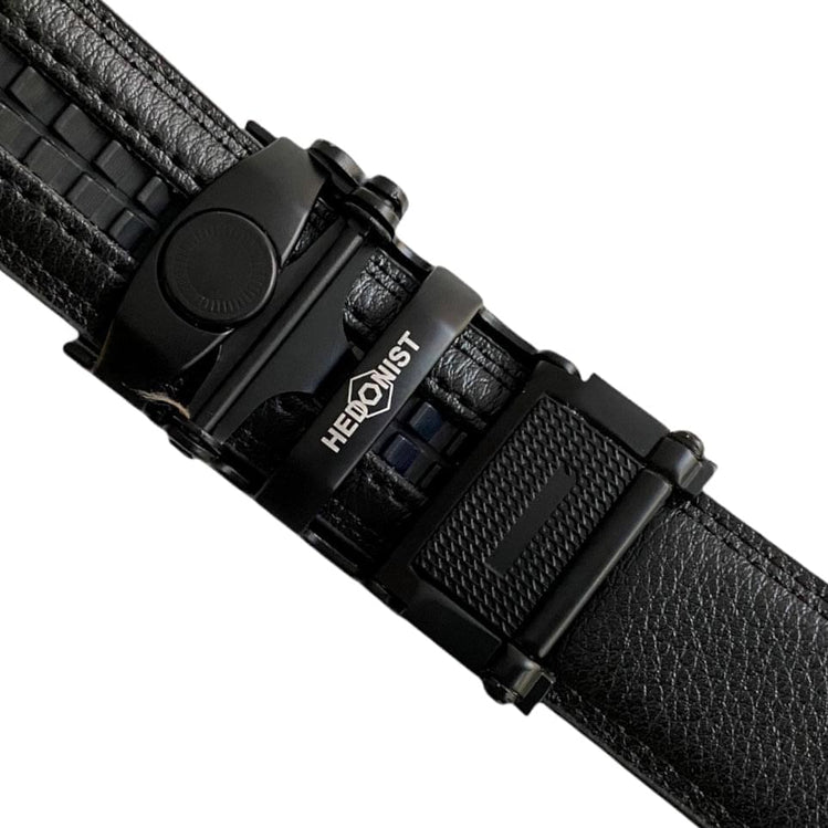 Сustom beltBlack Leather Belt With Automatic Buckle Folded Edges 3 | Hedonist-Style | Chicago