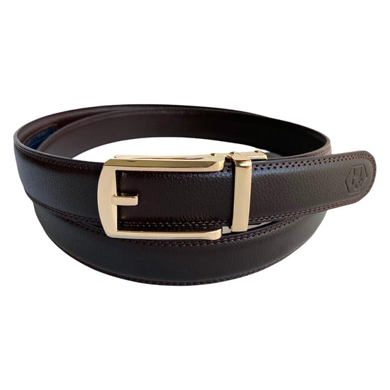 Сustom belt Dark Brown Leather Belt Gold Auto Buckle 1 | Hedonist-Style | Chicago