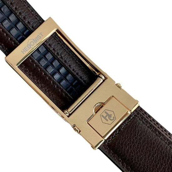 Сustom belt Dark Brown Leather Belt Gold Auto Buckle 3 | Hedonist-Style | Chicago