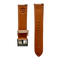 Beige pink leather watch band with quick release bars, top view