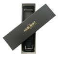 Black leather Apple Watch band, presented in gift box