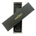 Black leather Apple Watch band, presented in gift box