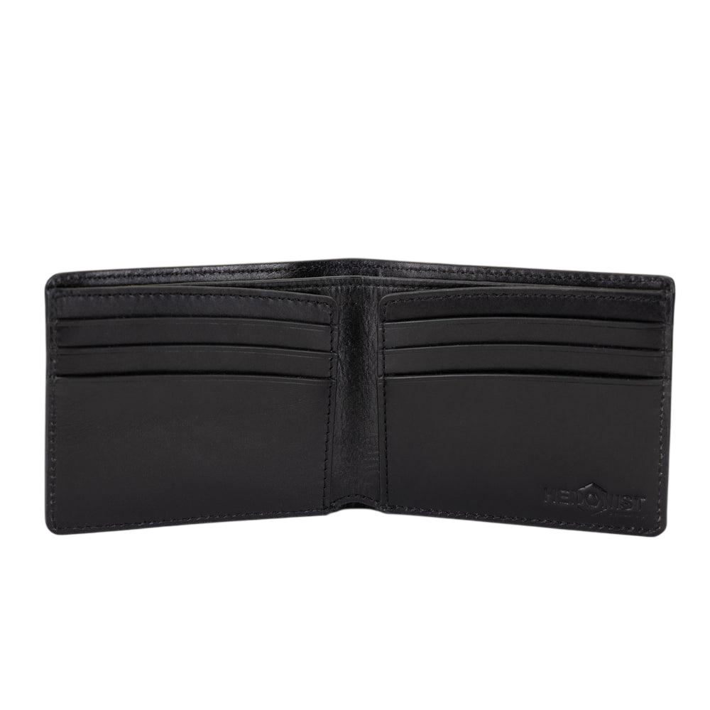 Black leather bifold wallet, belt, and watch band gift set by Hedonist Chicago