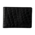 Black croc-embossed bifold wallet and leather belt gift set by Hedonist Chicago