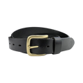 Black extra durable leather belt with buckle 02, 1.55 inch, hardware detail