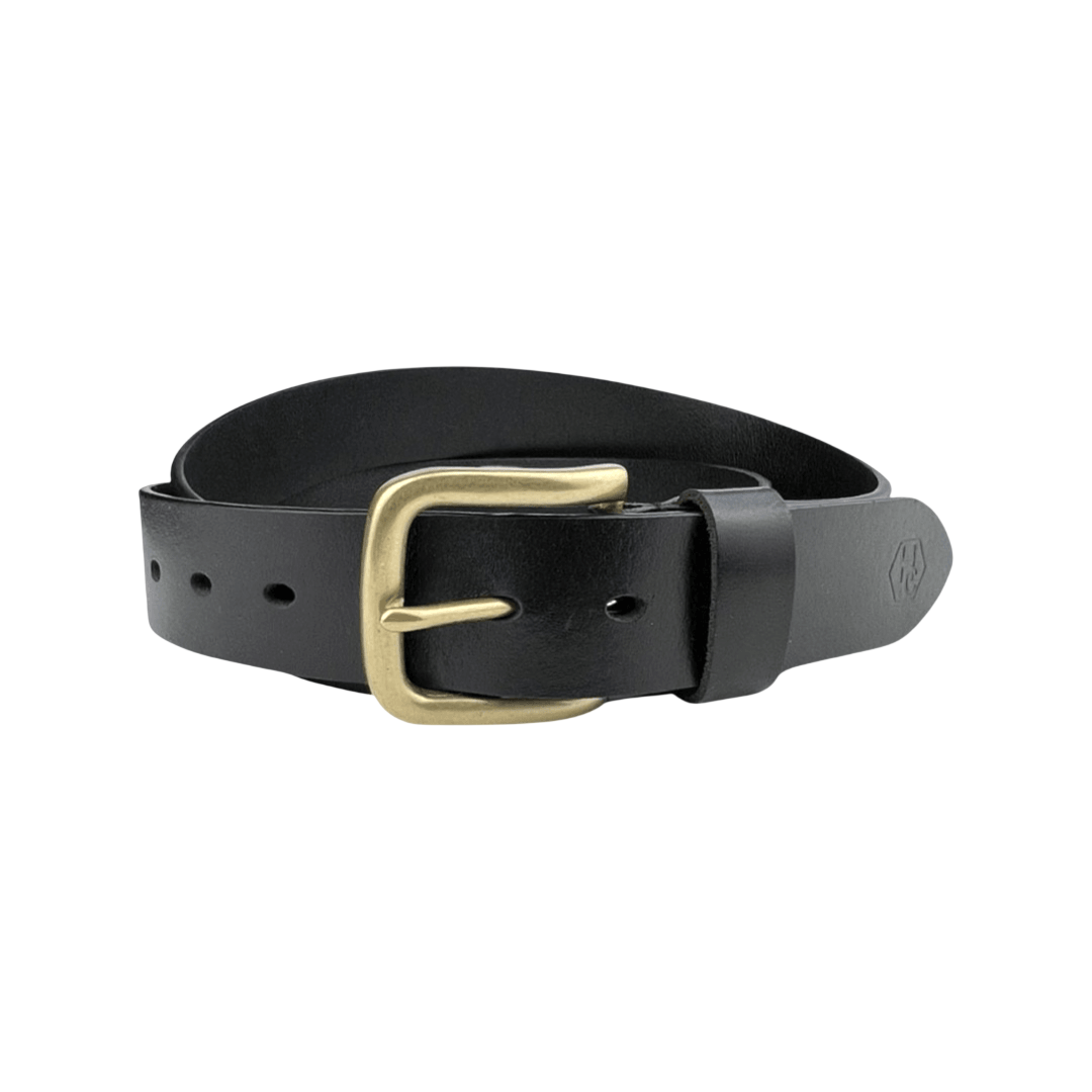 Black extra durable leather belt with buckle 2, 1.55 inch, by Hedonist Chicago