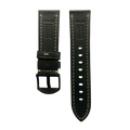 Black flat leather Apple Watch band, front view