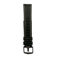 Black flat leather Apple Watch band packaged for shipping