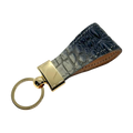 Black leather key chain, full grain leather, angled view
