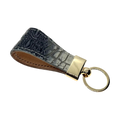 Black leather key chain, full grain leather, front view