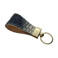Black leather key chain, full grain leather, front view