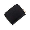 Small black leather zip-around wallet for women, back slip pocket detail