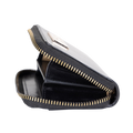 Small black leather zip-around wallet for women by Hedonist Chicago