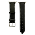 Black padded leather Apple Watch band, two-piece strap with buckle and holes