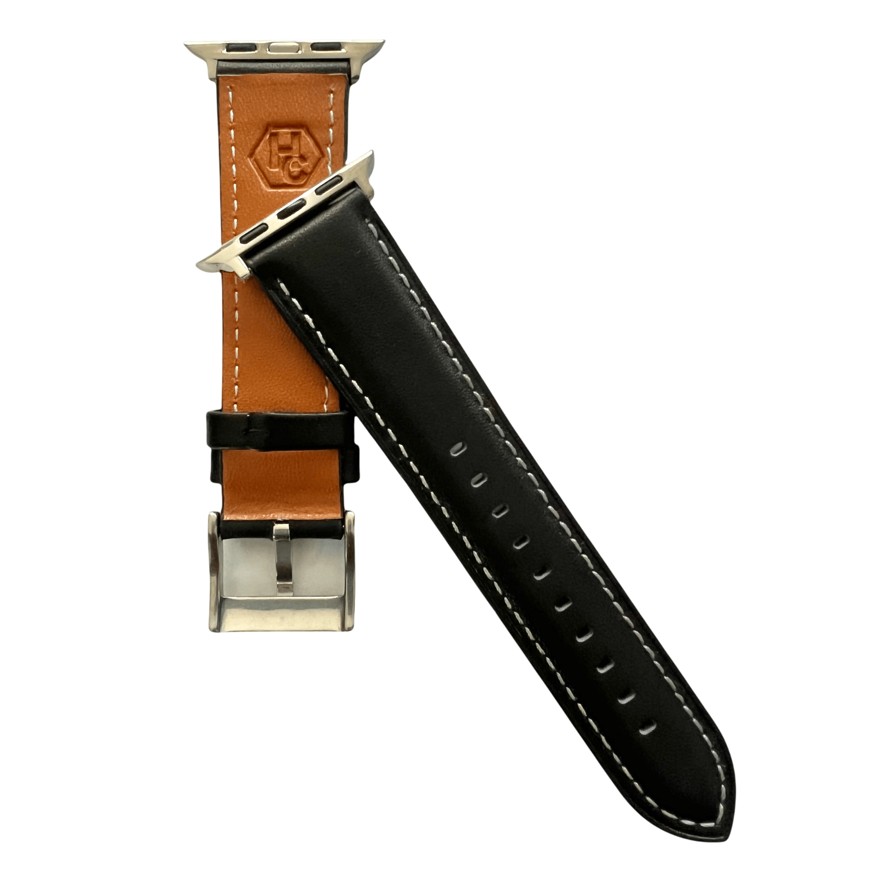 Black padded leather Apple Watch band, compatible with all Apple Watch models