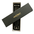 Black padded leather Apple Watch band, presented in gift box